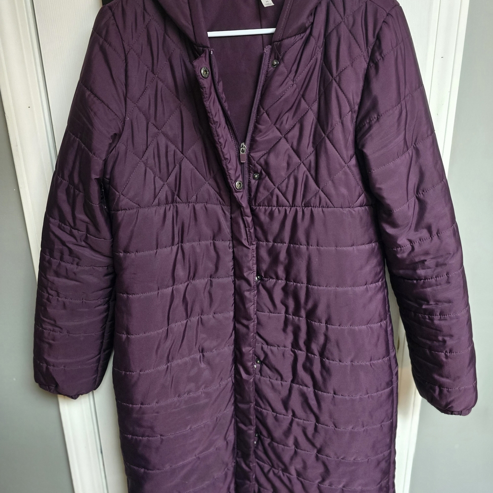 Fabletics Purple Puffer Jacket with Diamond Quilting